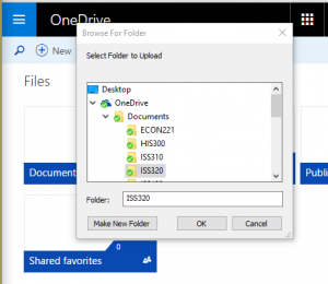OneDrive Select Folder to Upload