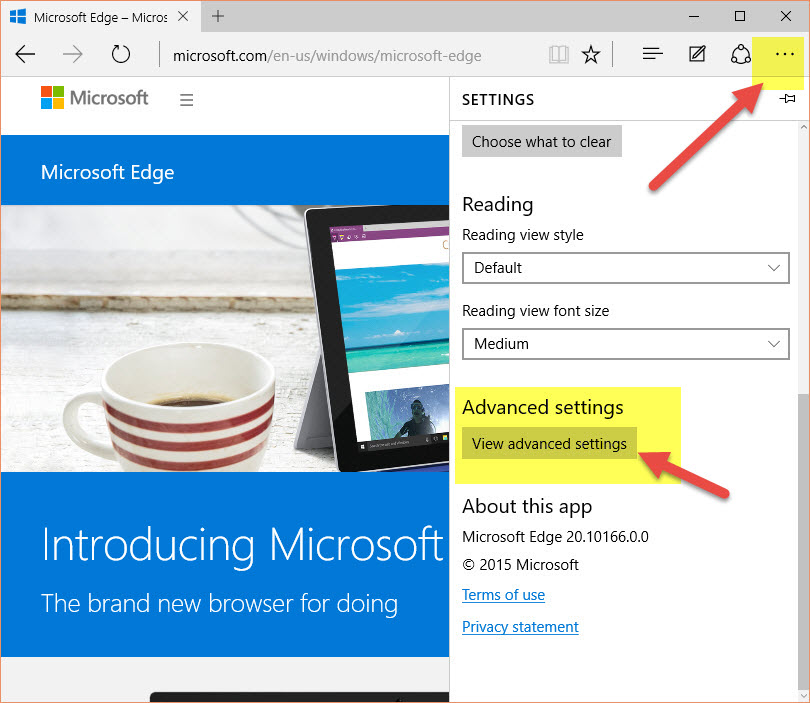 Settings make Google the default search engine in Microsoft Edge