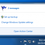 Windows 7 Action Center icon on the taskbar
