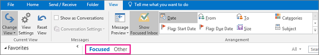 focused inbox and other outlook 365